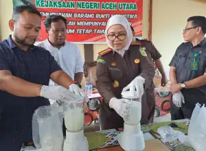 Kejari Aceh Utara Musnahkan Barang Bukti Sabu Senilai 8 Milyar 