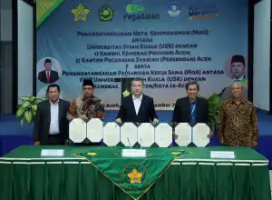 Bersama Pegadaian Syariah dan Kemenag Aceh, USK Sepakat Bangun Pendidikan