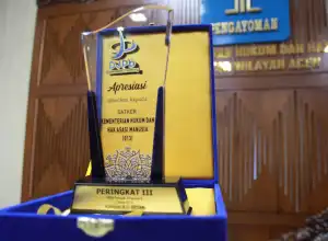 Kanwil Kemenkumham Aceh Raih Penghargaan IKPA Terbaik Triwulan III Tahun 2022