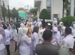 Ratusan Honorer Nakes Demo Walikota Lhoksuemawe