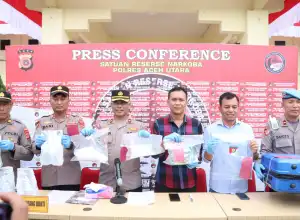 Polres Aceh Utara Ungkap Tiga Kasus Narkoba, Lima Tersangka dan 2,2 Kg Sabu Diamankan