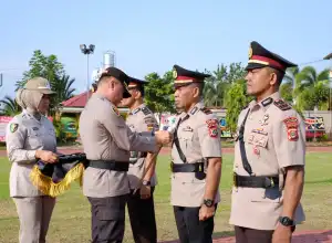 Kapolres Aceh Utara Pimpin Sertijab Kapolsek Tanah Luas dan Kapolsek Paya Bakong