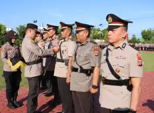 Kasatresnarkoba dan Dua Kapolsek Sertijab di Polres Aceh Utara