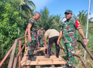 TNI Bantu Renovasi Jembatan di Blang Peuria Untuk Akses Petani ke Pasar