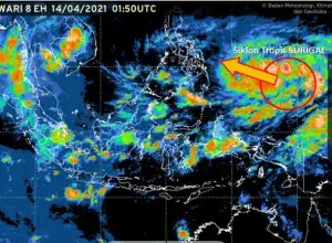 Surigae Tropical Cyclone Formed Around West Pacific, North of Papua