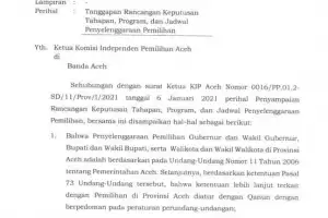KPU Larang KIP Aceh Jalankan Tahapan Pilkada 2022
