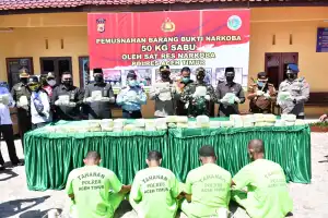 Polres Aceh Timur Musnahkan 50 Kilogram Sabu