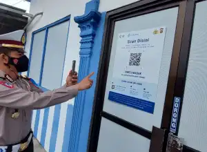 Polres Aceh Tamiang Berlakukan PeduliLindungi di Kantor Pelayanan