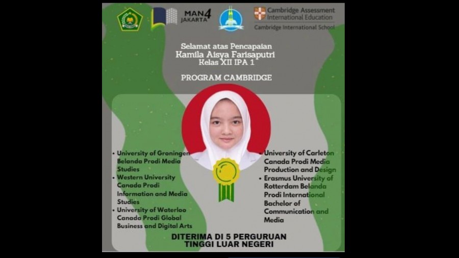 Kelahiran 2004, Siswi MAN 4 Jakarta Diterima di Enam Universitas Luar Negeri