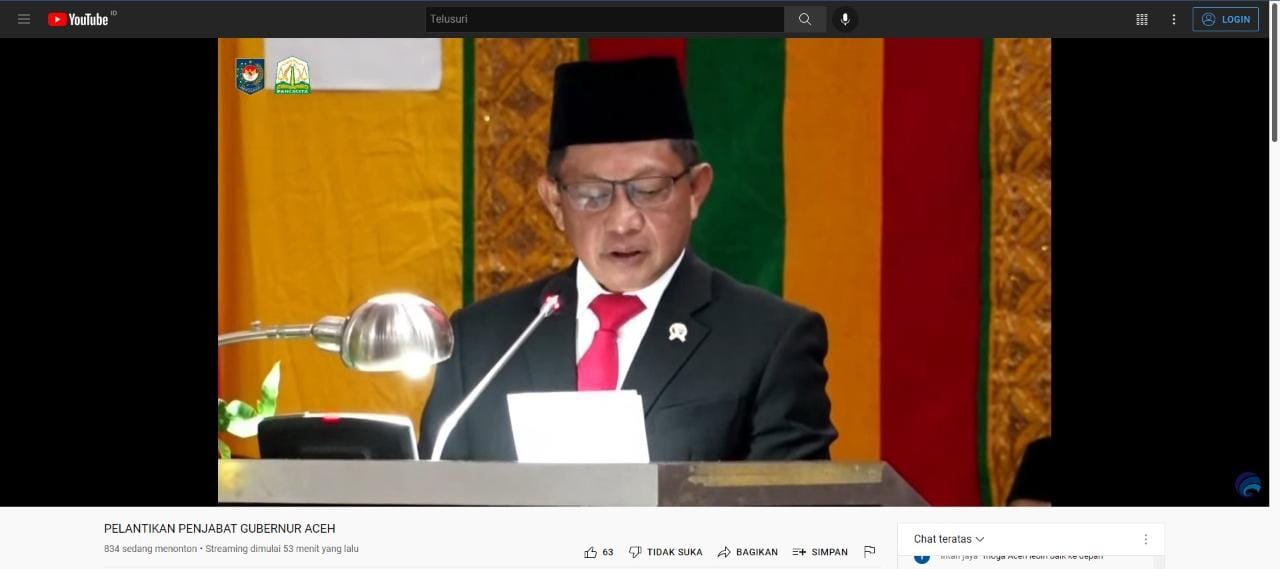 Mendagri Titip Pesan kepada Pj Gubernur Aceh Mempercepat Pembangunan Aceh