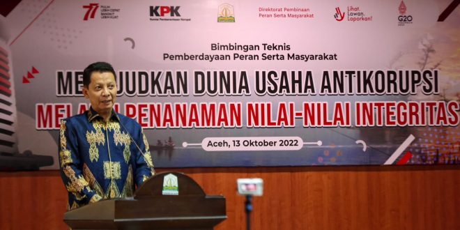 KPK Adakan Bimtek Dunia Usaha Anti Korupsi di Aceh
