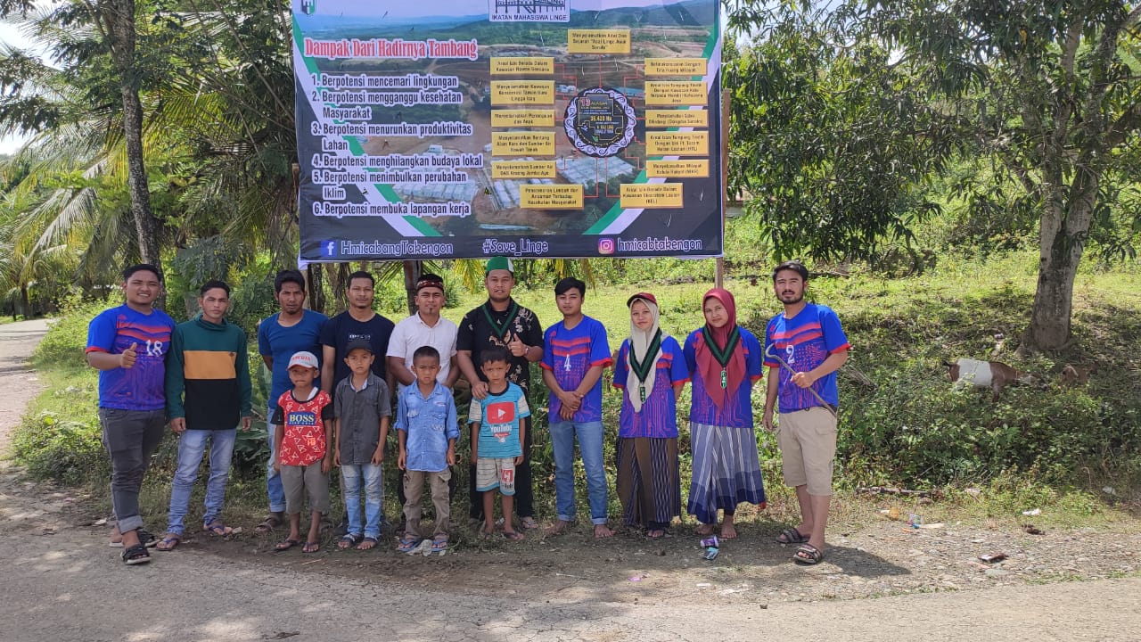 HMI Bersama Imling Pasang Spanduk Tolak Tambang di Beberapa Desa di Linge