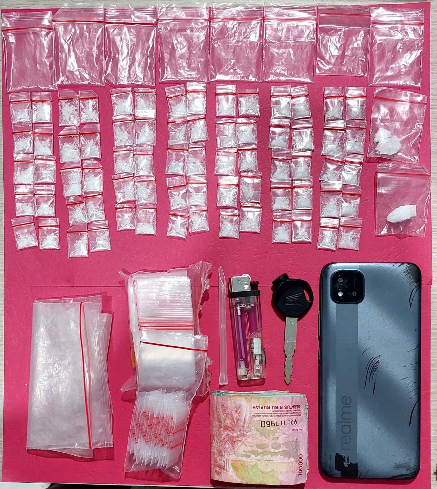 Polisi Ciduk Penjual Narkotika dan Sita Puluhan Paket Sabu di Lhokseumawe