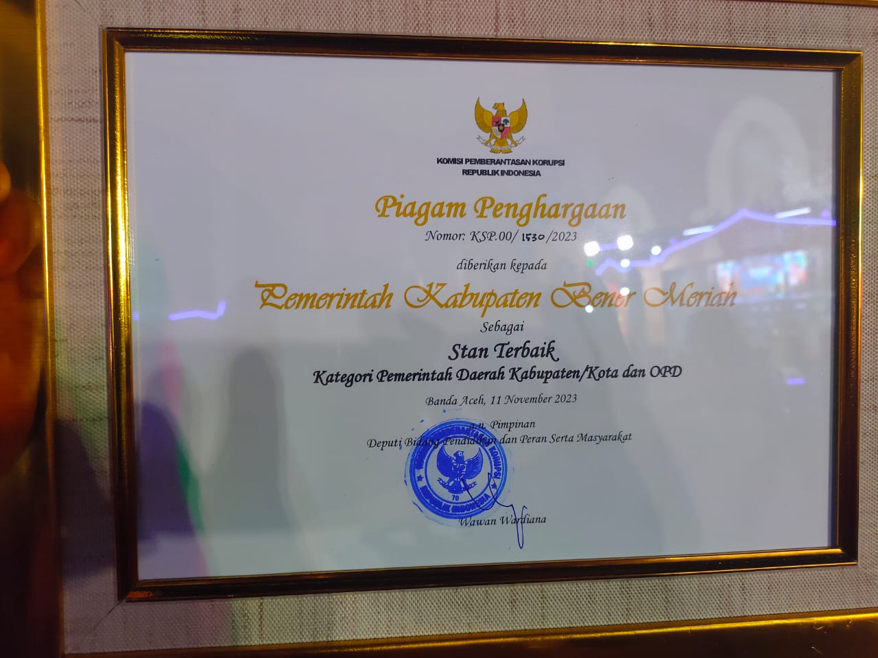 Bener Meriah Raih Stand Terbaik di Pameran Nasional Roadshow Bus KPK