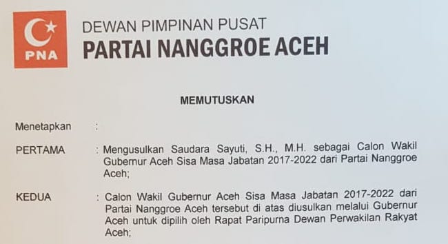 PNA Tunjuk Sayuti Sebagai Cawagub Dampingi Nova Iriansyah