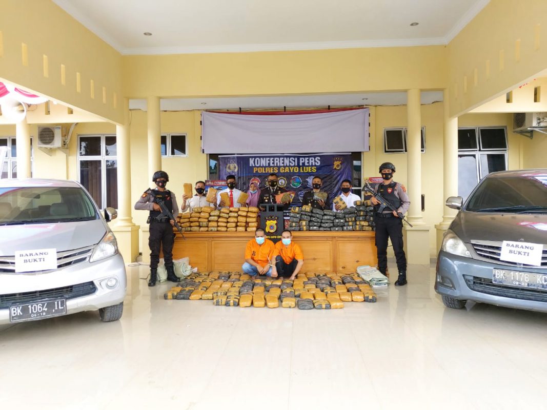 Bawa 195 Kg Ganja, Dua Warga Ditangkap Polres Gayo Lues